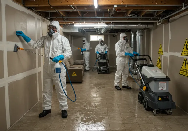 Basement Moisture Removal and Structural Drying process in Albemarle, NC